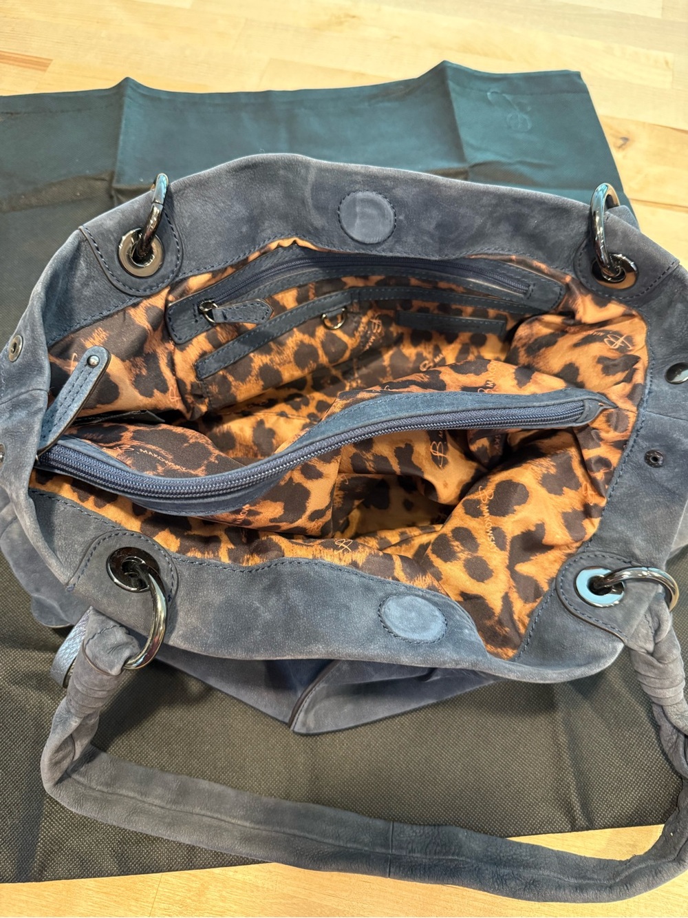 b. makowsky Vintage Blue Suede Shoulder Bag Purse Y2K Dust Bag Slouchy Hobo - Picture 5 of 12